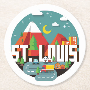 St. Louis, Missouri Geometric Design Ronde Kartonnen Onderzetter