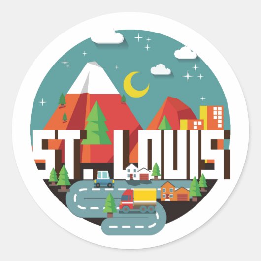 St. Louis, Missouri Geometric Design Ronde Sticker (Voorkant)
