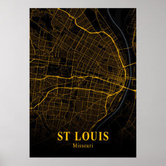St. Louis - Missouri Gold City Map Poster