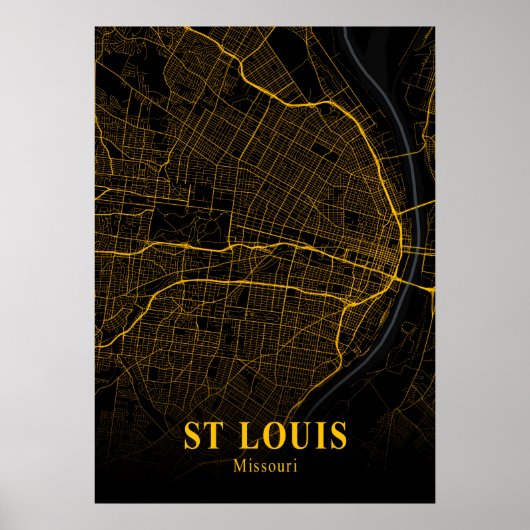 St. Louis - Missouri Gold City Map Poster (Voorkant)