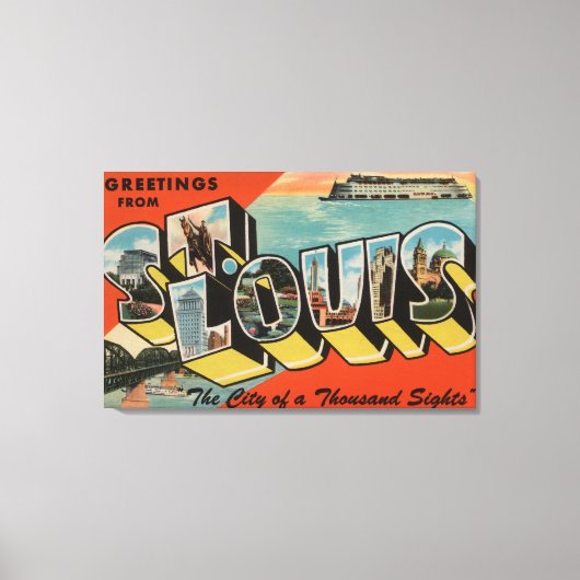 St. Louis, Missouri - Grote Letter Scenes 2 Canvas Afdruk (Voorkant)