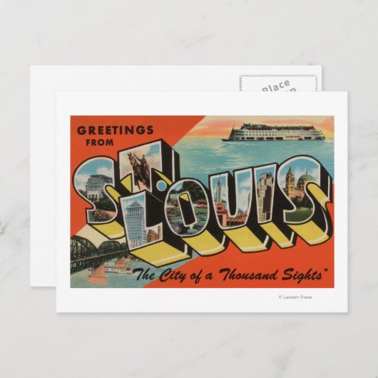 St. Louis, Missouri - Grote letterscènes Briefkaart (Voorkant / Achterkant)
