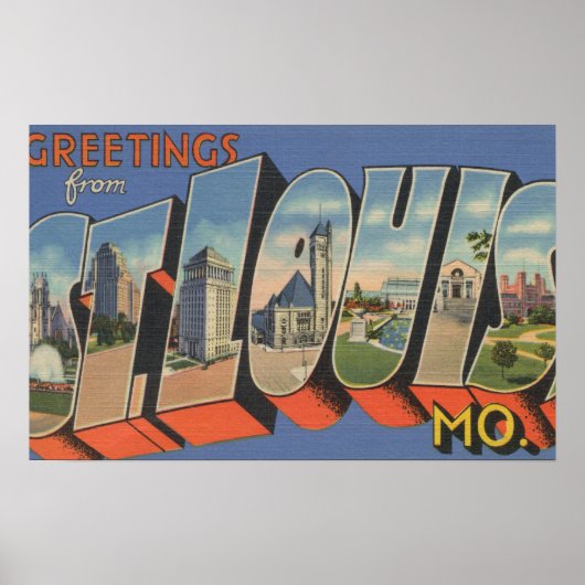 St. Louis, Missouri - Grote letterscènes Poster (Voorkant)