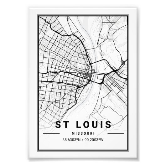 St. Louis - Missouri Ligth City Map Foto Afdruk (Voorkant)