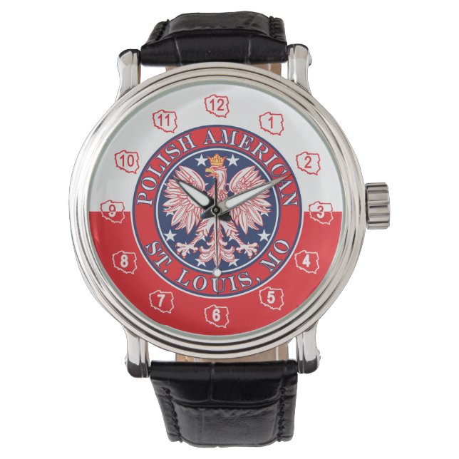 St. Louis Missouri Poolse adelaar Horloge (Voorkant)