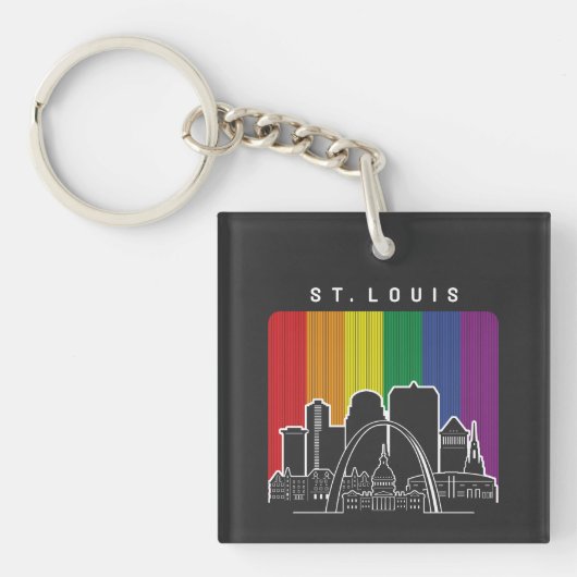 St. Louis Missouri Regenboog Vlag LGBTQAI Pride Sleutelhanger (Voorkant)