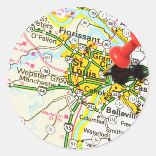 St. Louis, Missouri Ronde Sticker (Voorkant)