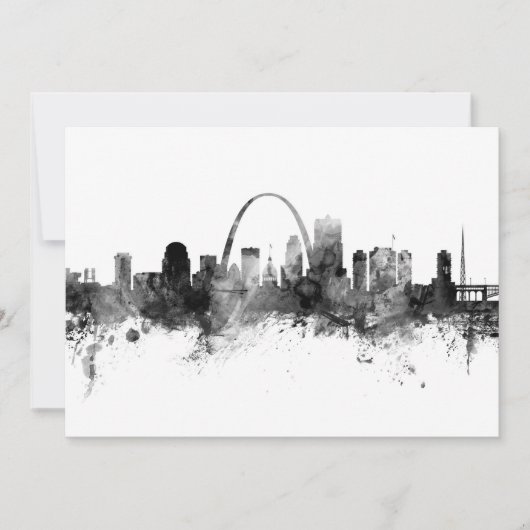 St. Louis Missouri Skyline Black White Kaart (Voorkant)