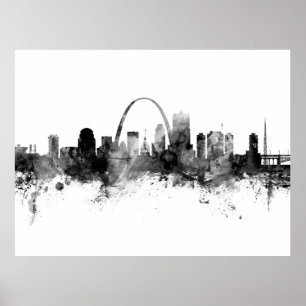 St. Louis Missouri Skyline Black White Poster
