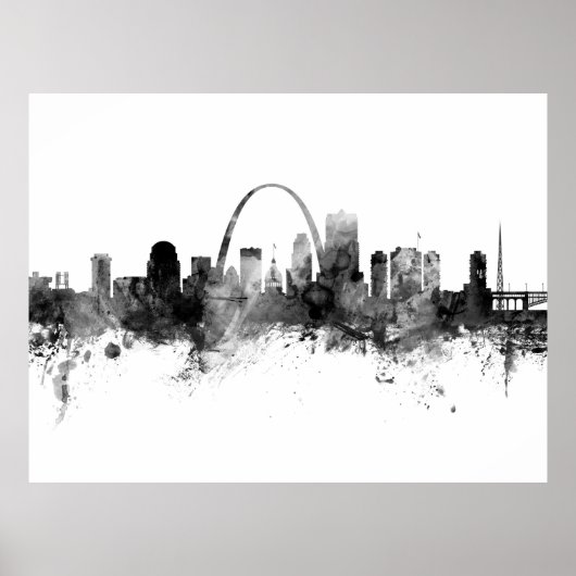 St. Louis Missouri Skyline Black White Poster (Voorkant)