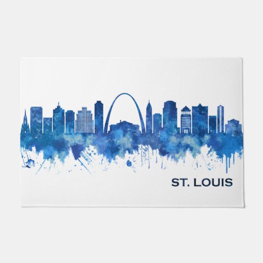 St. Louis Missouri Skyline Blue Deurmat (Voorkant)