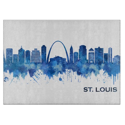 St. Louis Missouri Skyline Blue Snijplank (Voorkant)