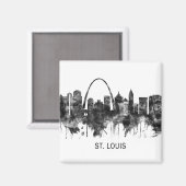 St. Louis Missouri Skyline BW Magneet (Voorkant / Achterkant)