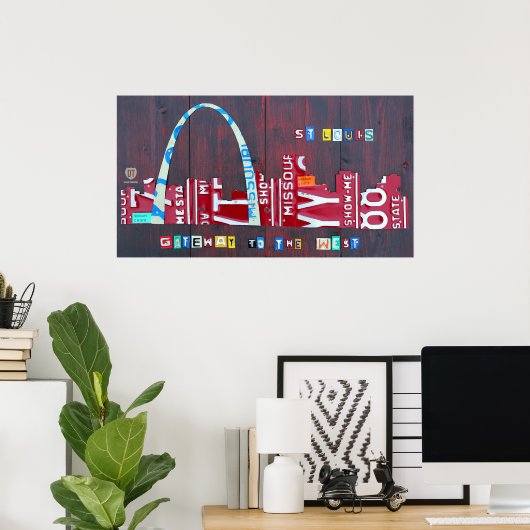 St. Louis Missouri Skyline License Bord Art Print (Thuiskantoor)