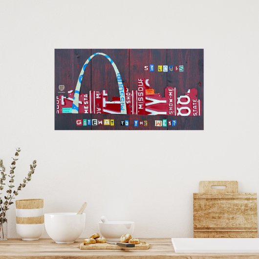 St. Louis Missouri Skyline License Bord Art Print (Keuken)