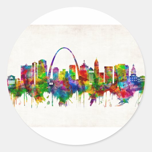 St. Louis Missouri Skyline Ronde Sticker (Voorkant)