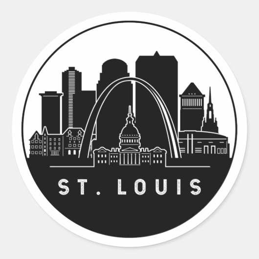 St. Louis Missouri Skyline Ronde Sticker (Voorkant)