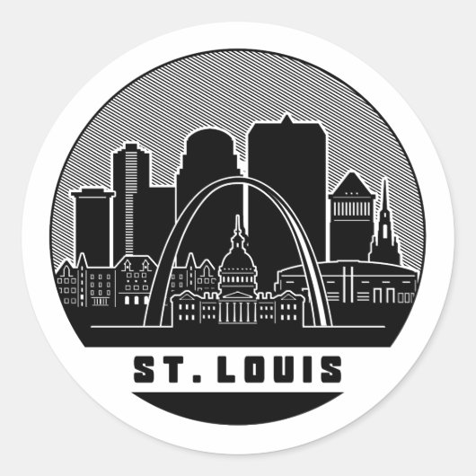 St. Louis Missouri Skyline Ronde Sticker (Voorkant)