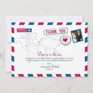 St. Louis Missouri & UK Airmail Wedding Bedankt Kaart