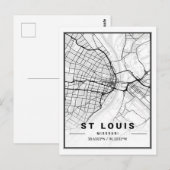 St Louis Missouri USA Travel City Map Briefkaart (Voorkant / Achterkant)