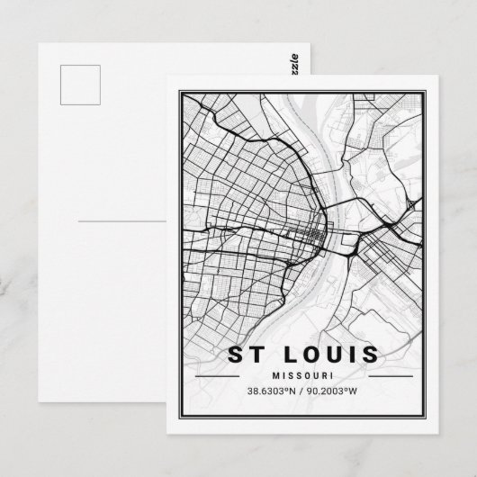 St Louis Missouri USA Travel City Map Briefkaart (Voorkant / Achterkant)