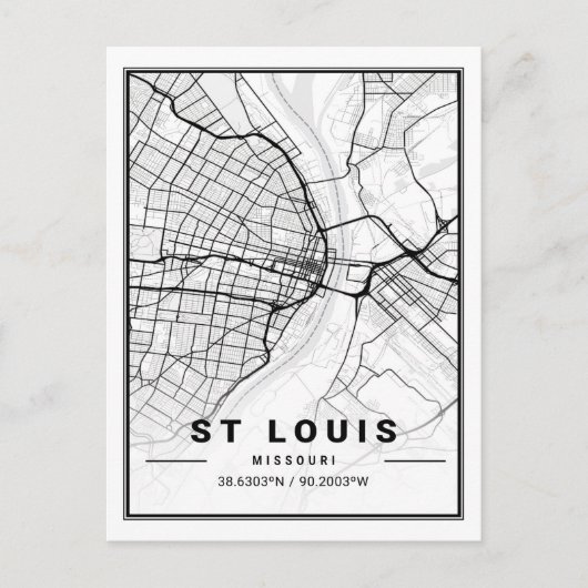 St Louis Missouri USA Travel City Map Briefkaart (Voorkant)