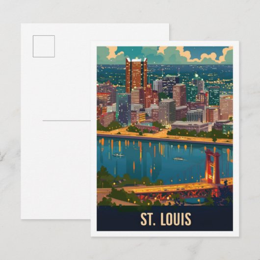 St Louis Missouri USA Vintage Travel Illustratie Briefkaart (Voorkant / Achterkant)