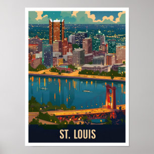 St Louis Missouri USA Vintage Travel Illustratie Poster