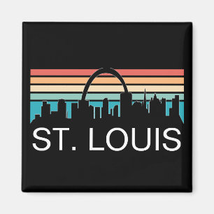 ST. LOUIS MISSOURI VINTAGE SKYLINE ZONSONDERGANG MAGNEET