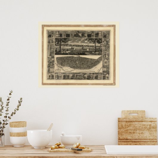 St. Louis, MO Panoramic Map - 1848 Poster (Keuken)