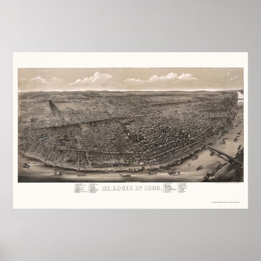 St. Louis, MO Panoramic Map - 1895 Poster (Voorkant)
