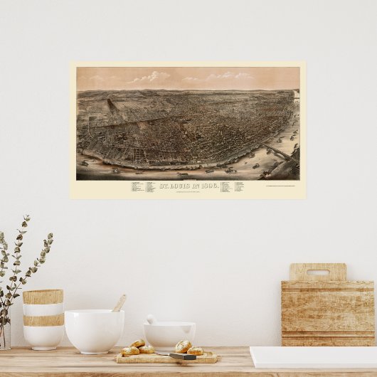 St. Louis, MO Panoramic Map - 1896 Poster (Keuken)