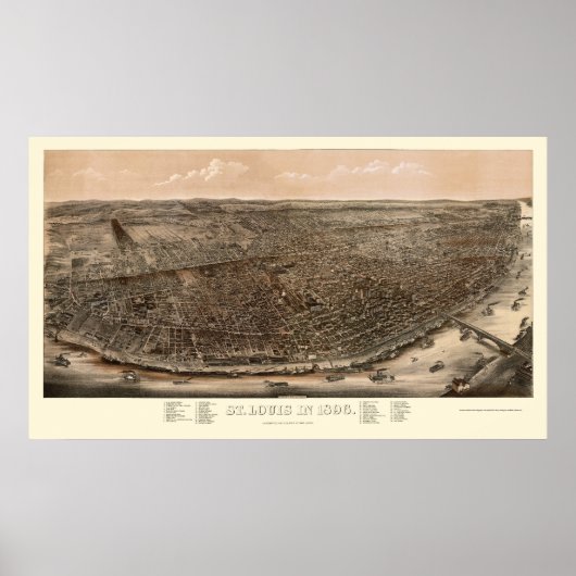 St. Louis, MO Panoramic Map - 1896 Poster (Voorkant)