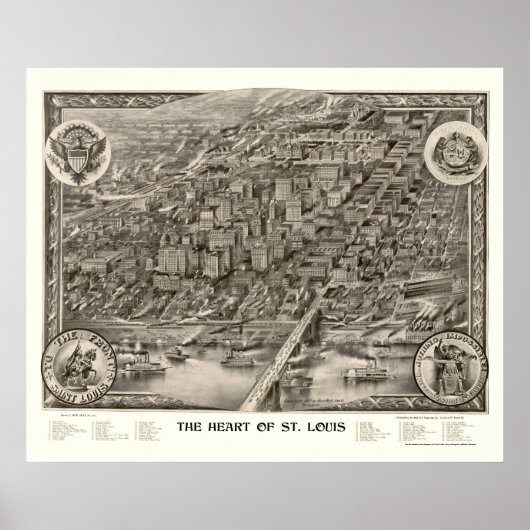 St. Louis, MO Panoramic Map - 1907 Poster (Voorkant)