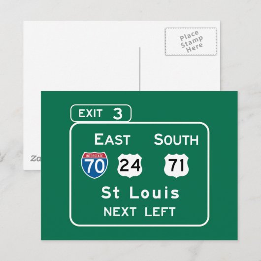 St. Louis, MO Road Sign Briefkaart (Voorkant / Achterkant)