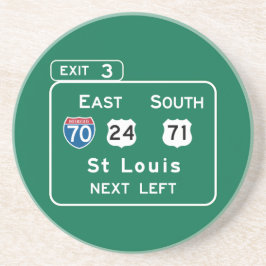 St. Louis, MO Road Sign Zandsteen Onderzetter