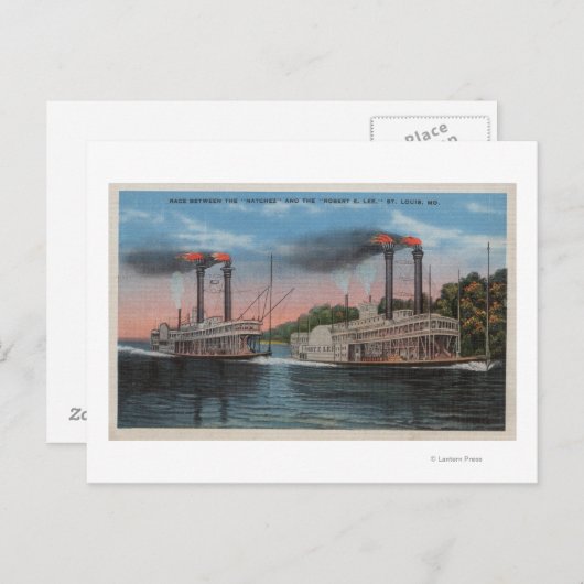 St. Louis, MO - Uitzicht Natchez & Robert E. Lee Briefkaart (Voorkant / Achterkant)