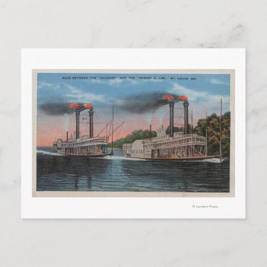 St. Louis, MO - Uitzicht Natchez & Robert E. Lee Briefkaart (Voorkant)