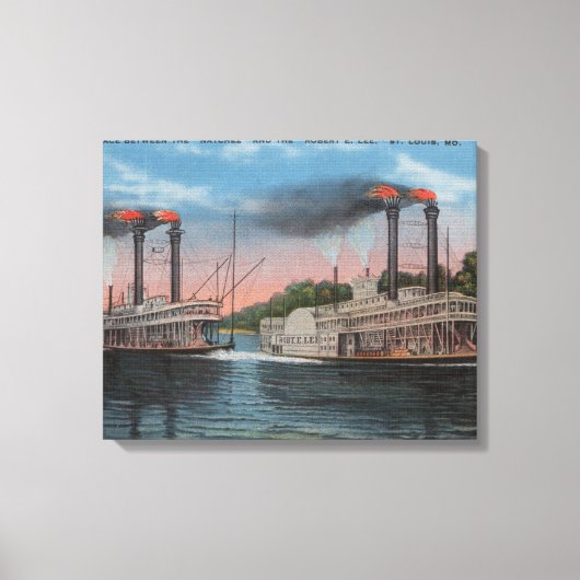 St. Louis, MO - Uitzicht Natchez & Robert E. Lee Canvas Afdruk (Voorkant)