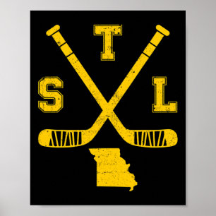 St. Louis Retro Grappige Hockey Sticks State Outil Poster