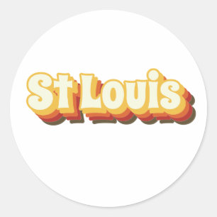 St Louis Retro  tekst Ronde Sticker