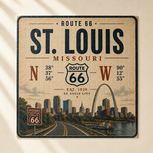 St Louis Route 66 Boog Coördinaten Legpuzzel