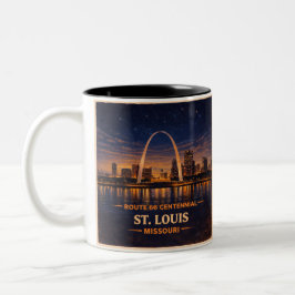 St Louis Route 66 Nachtkoffie Skyline Tweekleurige Koffiemok