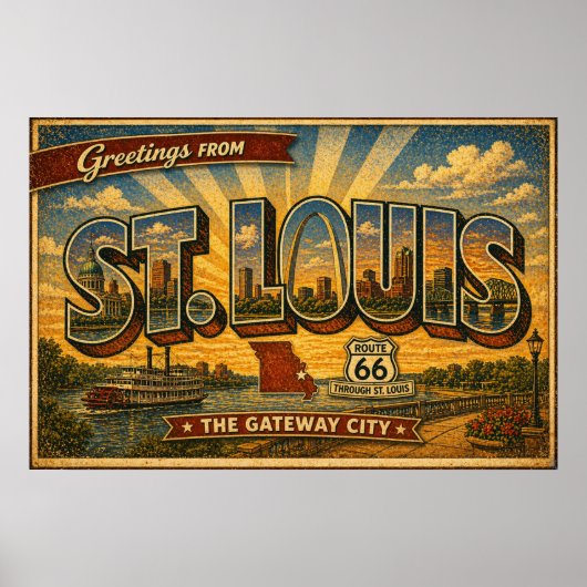 St Louis Route 66 Oude Reis Poster (Voorkant)