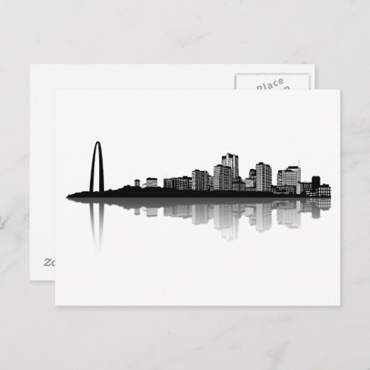 St. Louis Skyline Briefkaart (b/w) (Voorkant / Achterkant)