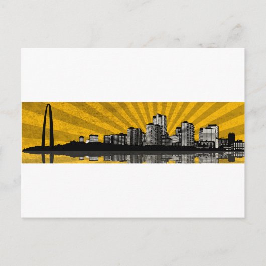 St. Louis Skyline Briefkaart (geel) (Voorkant)