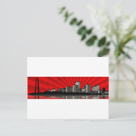 St. Louis Skyline Briefkaart (rood) (Staand voorkant)