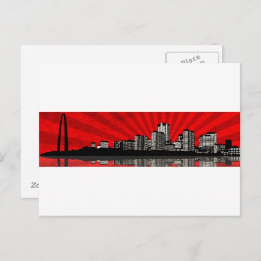 St. Louis Skyline Briefkaart (rood) (Voorkant / Achterkant)