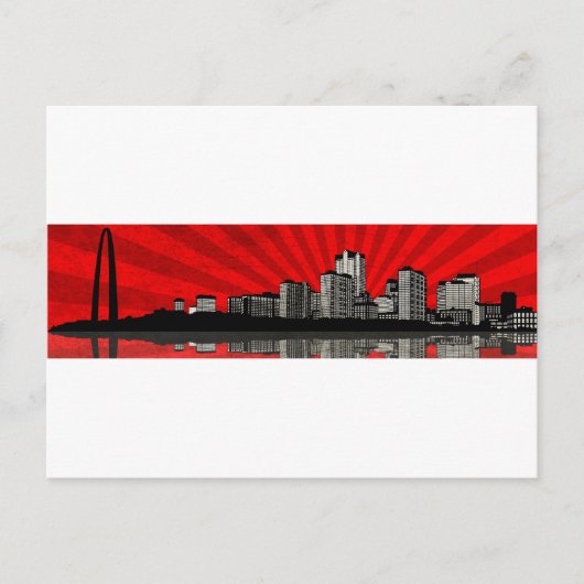 St. Louis Skyline Briefkaart (rood) (Voorkant)