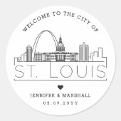 St. Louis Skyline | Bruiloft Welkom Favor Ronde Sticker (Voorkant)